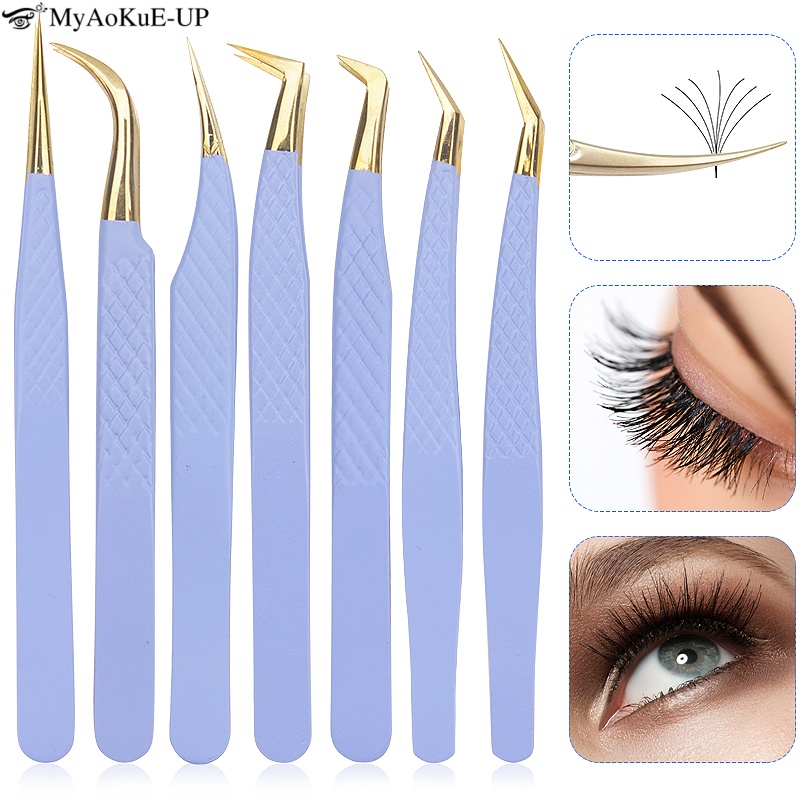 Refill Eyelash Extension - Фиолетовый пинцет для наращивания ресниц из